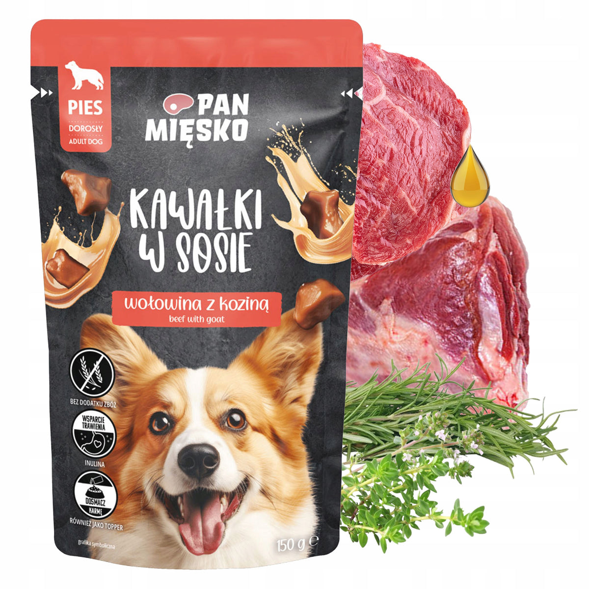 Pan Mięsko karma mokra dla psa kawałki w sosie 24 x 150 g bezzbożowa – mix 4 smaków
