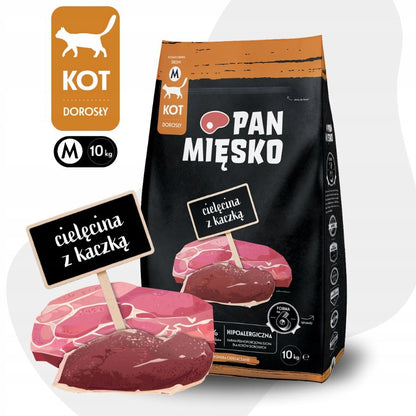 Pan Mięsko sucha karma dla kota 10 kg bezzbożowa, cielęcina z kaczką – chrupki M