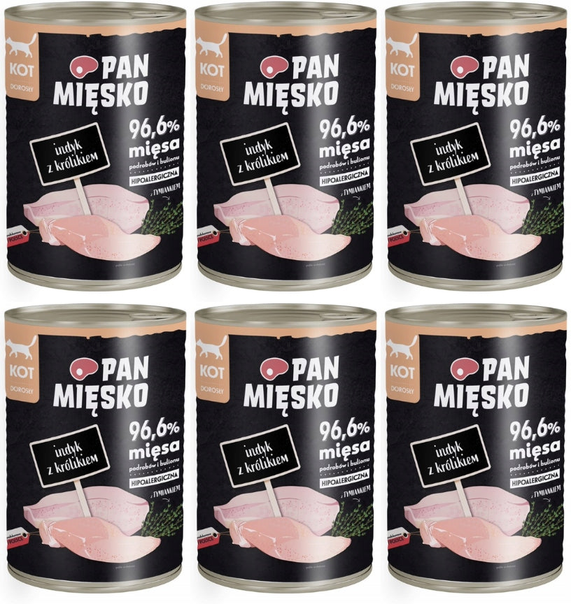 Pan Mięsko mokra karma dla kota indyk z królikiem 6 x 400 g – bez zbóż, dla dorosłych