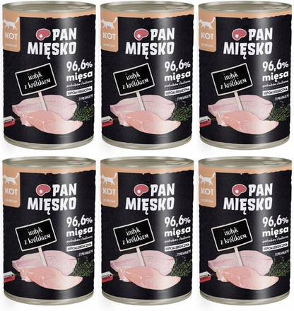 Pan Mięsko mokra karma dla kota indyk z królikiem 6 x 400 g – bez zbóż, dla dorosłych