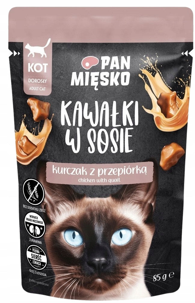 Pan Mięsko mokra karma dla kota w saszetkach 24 x 85 g – kawałki w sosie, mix 4 smaków