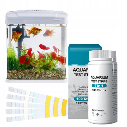 Paski testowe do akwarium 7w1 – 100 szt., pH, azotany, azotyny, chlor, woda słodka i słona