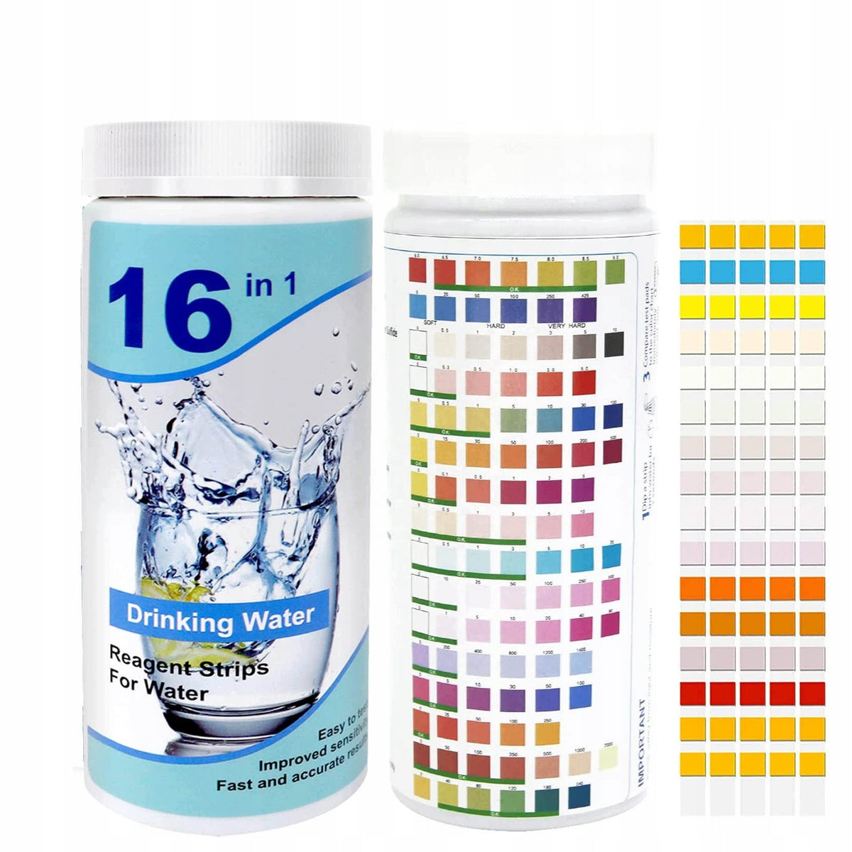 TD Stones Paski testowe do wody 16w1, 50 szt. – test pH, chloru i azotanów do akwarium