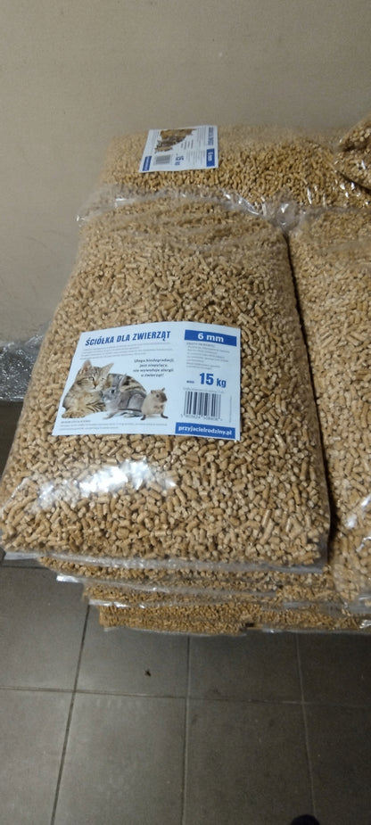 Pellet drewniany 15 kg 40 l – bezpyłowa ściółka dla gryzoni, królików i kotów, leśny