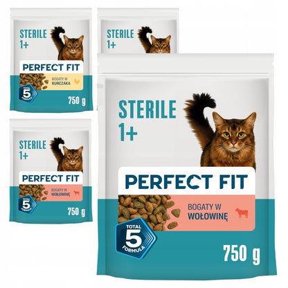 Perfect Fit Sterile 1+ sucha karma dla kota sterylizowanego 4x750g – kurczak i wołowina