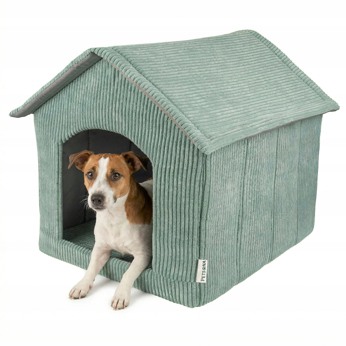 Petsona Buda dla psa piankowa 70 × 70 × 65 cm z wyjmowanym materacem, rozmiar XXL – zielona