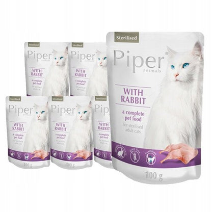 Piper Animals Sterilised mokra karma dla kota z królikiem 10x100 g – bezzbożowa, saszetki
