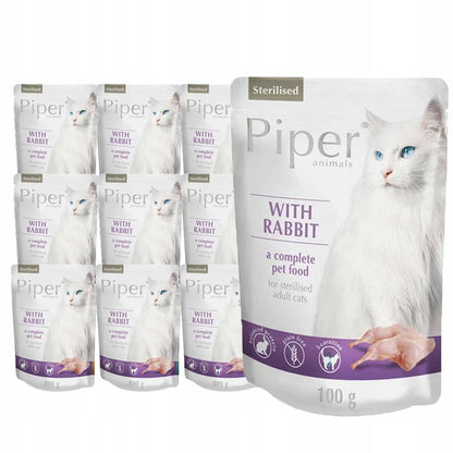Piper Animals Sterilised mokra karma dla kota z królikiem 10x100 g – bezzbożowa, saszetki