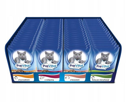 Prevital mokra karma dla kota w saszetkach 96 x 100 g – zestaw, mix smaków