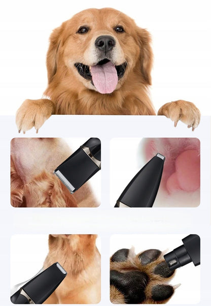 Maszynka do strzyżenia psów i kotów 3w1 bezprzewodowa 35 W, cicha, 4 głowice – czarna