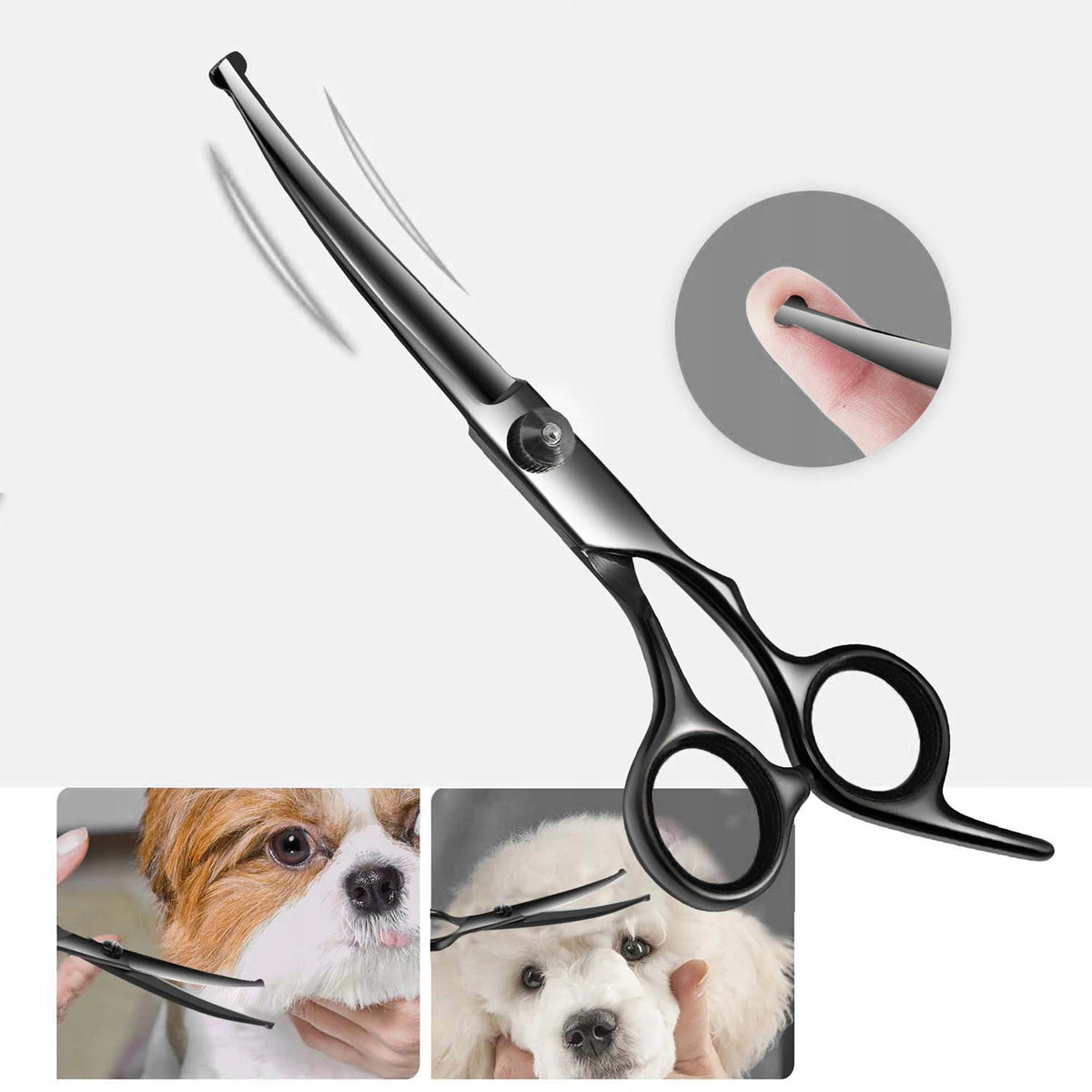 Renew Force Nożyczki groomerskie dla psa 17 cm – zestaw 7w1 ze stali nierdzewnej, etui