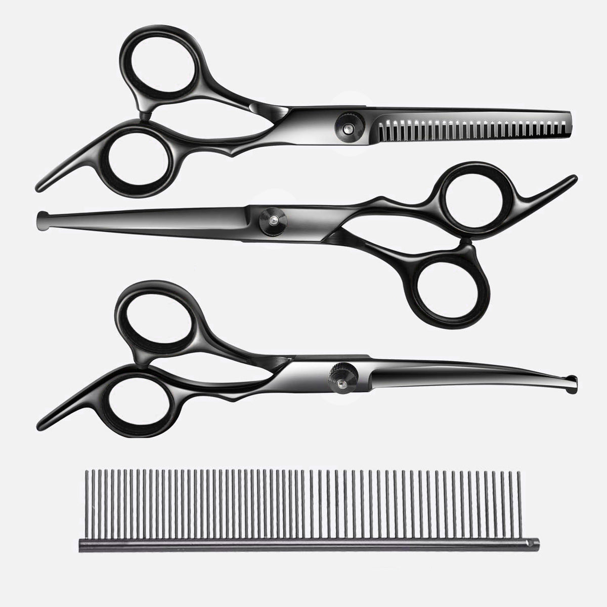 Renew Force Nożyczki groomerskie dla psa 17 cm – zestaw 7w1 ze stali nierdzewnej, etui