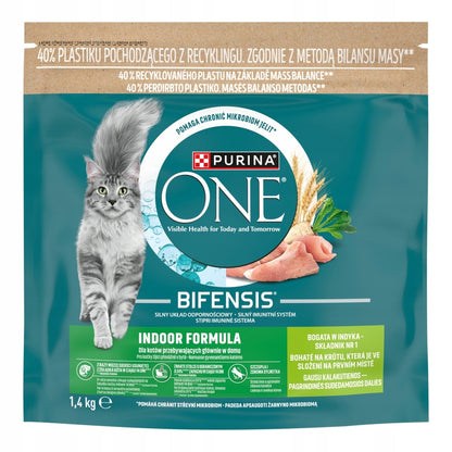 Purina ONE Bifensis Indoor sucha karma dla dorosłych kotów domowych 1,4 kg – indyk