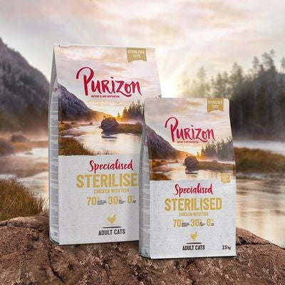 Purizon Adult Sterilised sucha karma dla kota 2,5 kg bezzbożowa – kurczak i ryba