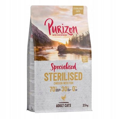 Purizon Adult Sterilised sucha karma dla kota 2,5 kg bezzbożowa – kurczak i ryba