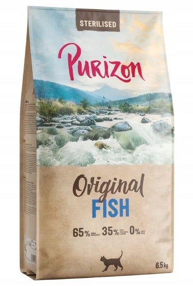 Purizon Original Sterilised sucha karma bezzbożowa dla kotów sterylizowanych – ryba, 6,5 kg