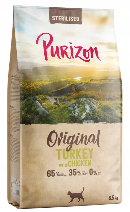 Purizon sucha karma dla kota bezzbożowa 1 kg z indykiem, kurczakiem i wołowiną – mix smaków
