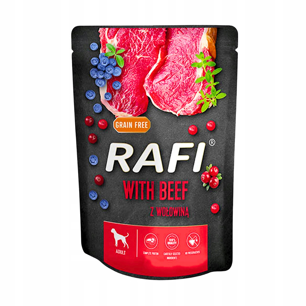 RAFI Mokra karma dla psa bez zbóż 24 x 300 g – saszetki dla dorosłych psów, mix smaków