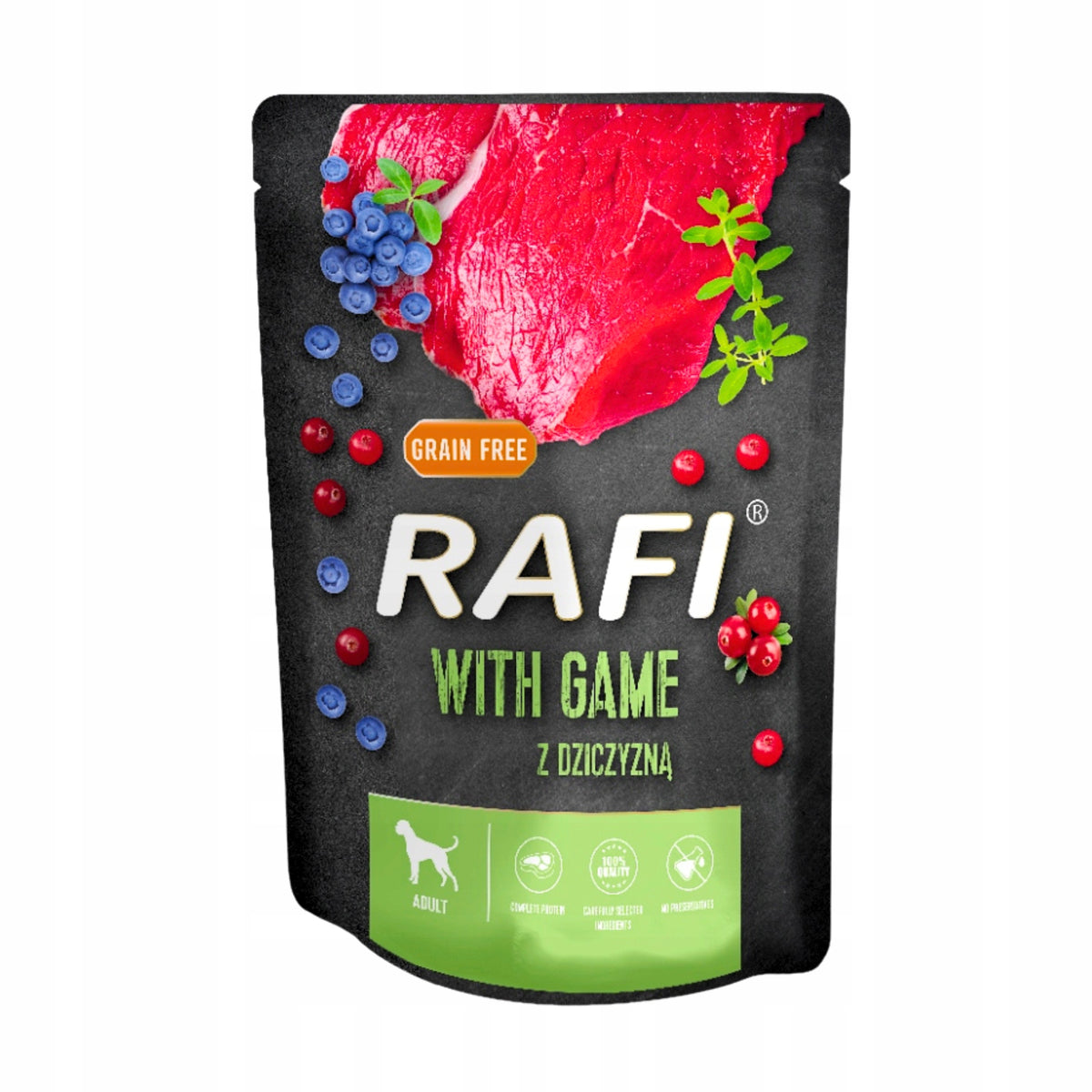 RAFI Mokra karma dla psa bez zbóż 24 x 300 g – saszetki dla dorosłych psów, mix smaków