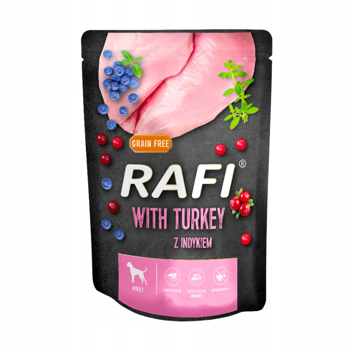 RAFI Mokra karma dla psa bez zbóż 24 x 300 g – saszetki dla dorosłych psów, mix smaków