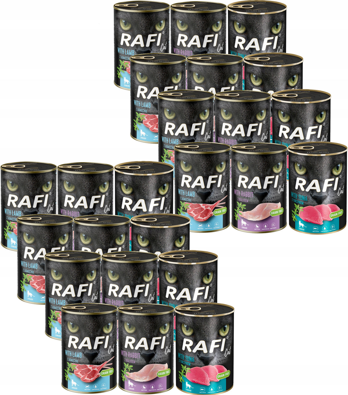 Rafi Cat Adult mokra karma dla kota bezzbożowa 24 x 400 g – mix smaków