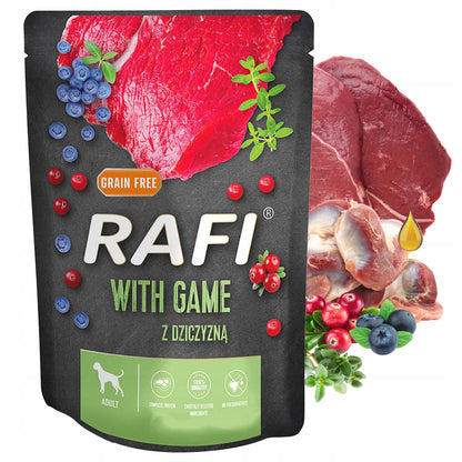 RAFI Karma mokra dla psa dorosłego bezzbożowa 10 x 300 g – mix smaków, saszetki