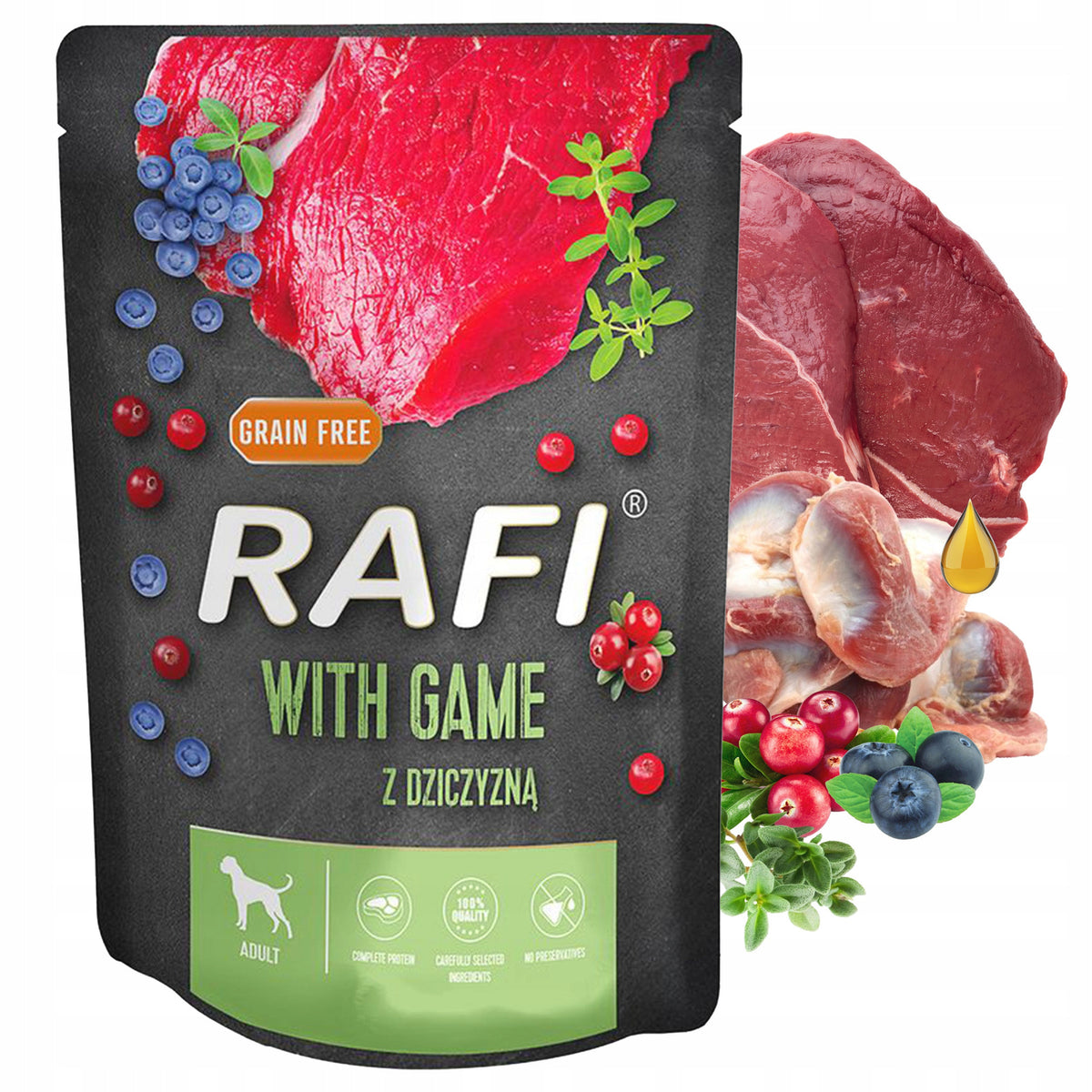 RAFI Karma mokra dla psa dorosłego Dolina Noteci bezzbożowa 10 x 300 g – mix smaków