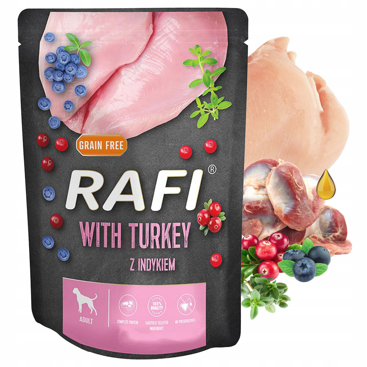 RAFI Karma mokra dla psa dorosłego Dolina Noteci bezzbożowa 10 x 300 g – mix smaków