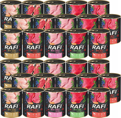 Dolina Noteci Rafi mokra karma dla psa bezzbożowa 30 x 800 g – mix 4 smaków