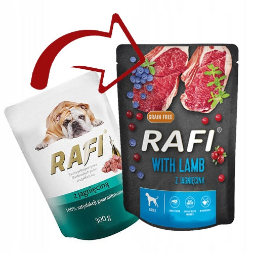Rafi mokra karma dla psa bezzbożowa 50 x 300 g – saszetki, mix smaków