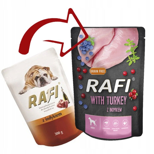 Rafi mokra karma dla psa bezzbożowa 50 x 300 g – saszetki, mix smaków