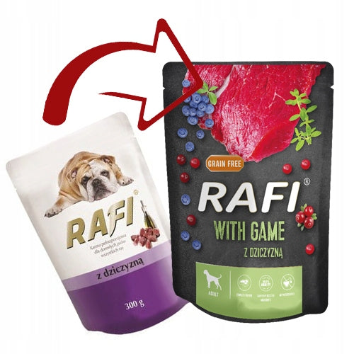 Rafi mokra karma dla psa bezzbożowa 50 x 300 g – saszetki, mix smaków