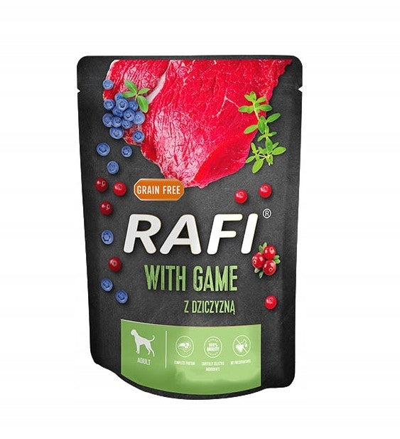 RAFI mokra karma dla psa bezzbożowa 24 x 300 g – mix 4 smaków, dla dorosłych psów