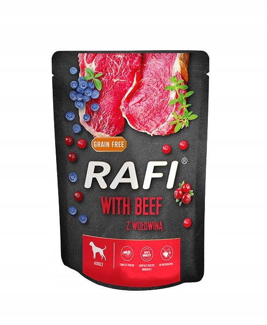 RAFI mokra karma dla psa bezzbożowa 24 x 300 g – mix 4 smaków, dla dorosłych psów