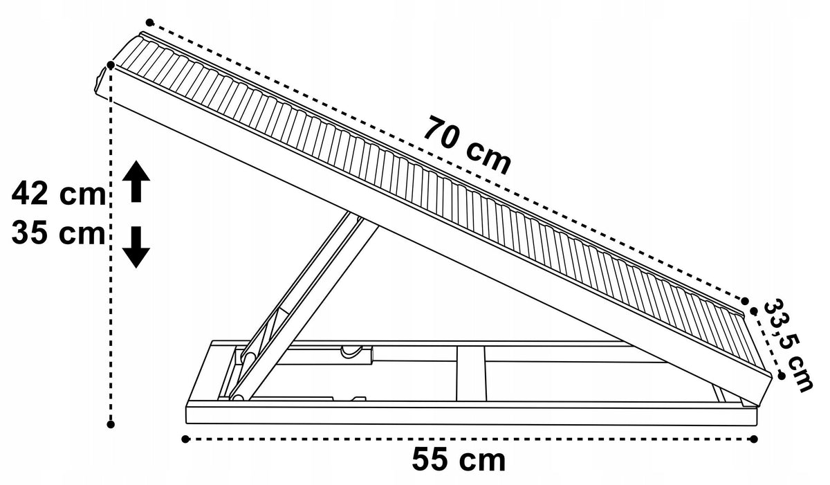 Zwierzopasja IMOLA rampa dla psa i kota 70 cm drewniana, składana, regulowana – szara