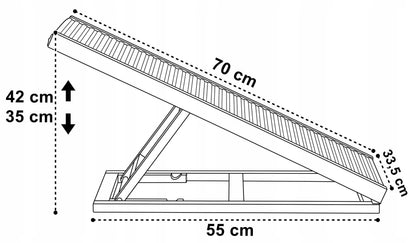 Zwierzopasja IMOLA rampa dla psa i kota 70 cm drewniana, składana, regulowana – szara
