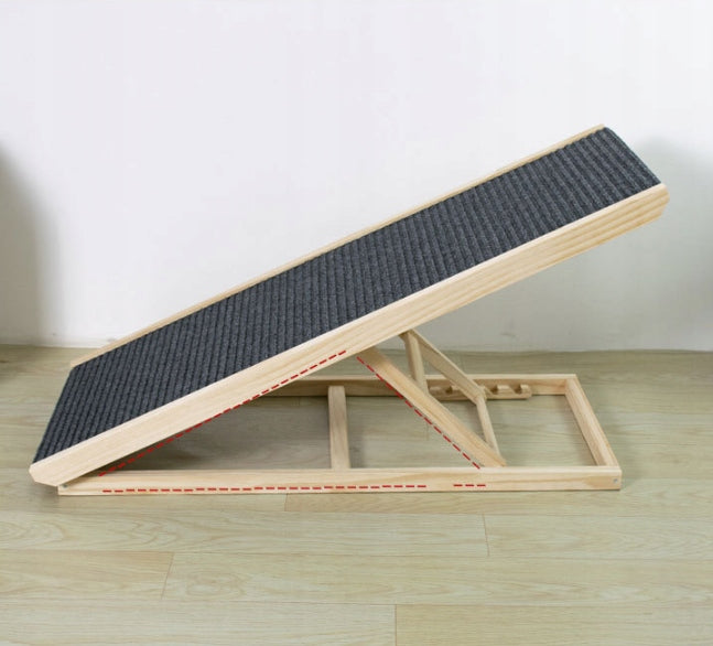 Zaxer Schody dla psa i kota 4 stopnie, 45 cm, składane z regulacją – lite drewno, do 50 kg