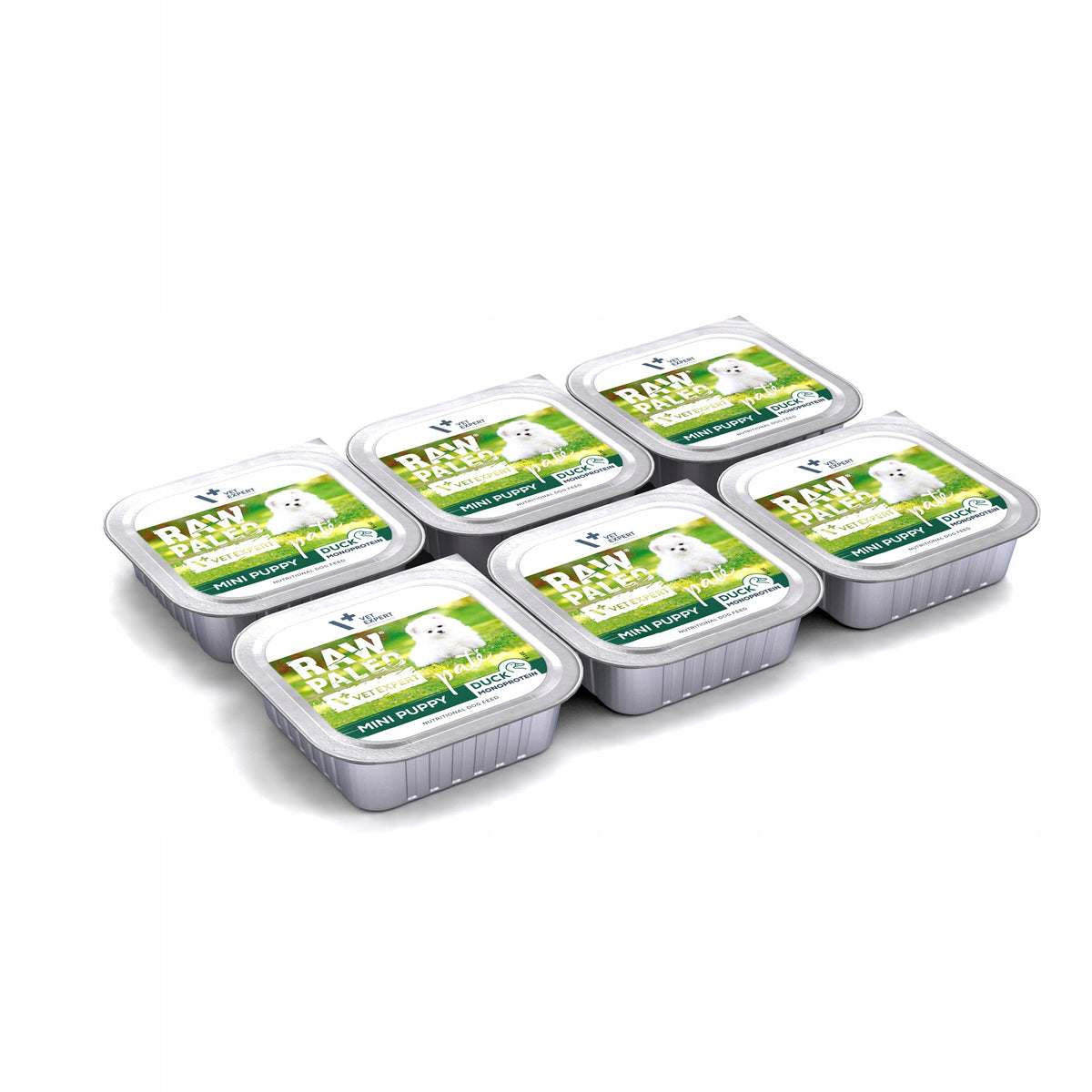 RAW PALEO Duck Pate Mini Puppy mokra karma dla szczeniąt, bezzbożowa 6x150 g – kaczka