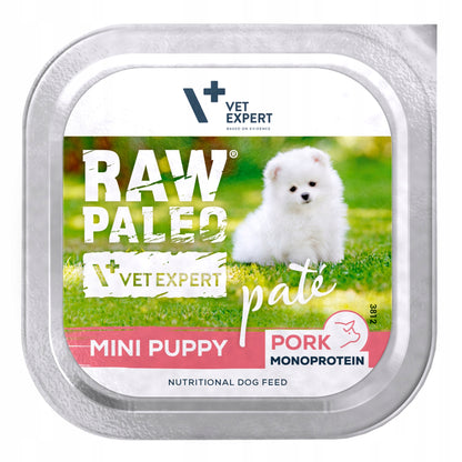 RAW PALEO Mokra karma dla szczeniąt ras małych, pasztet z wieprzowiną 6x150 g – bezzbożowa