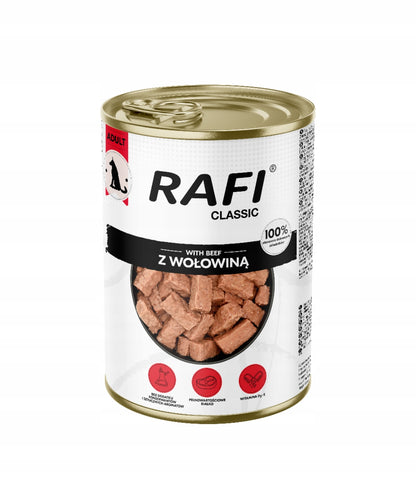 Rafi Classic mokra karma dla psa z wołowiną 1240 g – puszka dla dorosłych psów