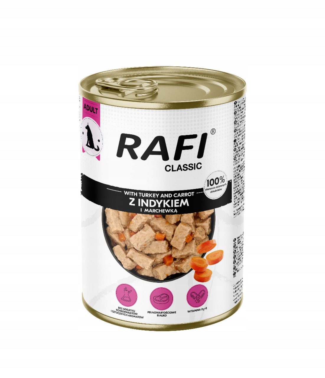 Rafi Classic mokra karma dla psa z wołowiną 1240 g – puszka dla dorosłych psów