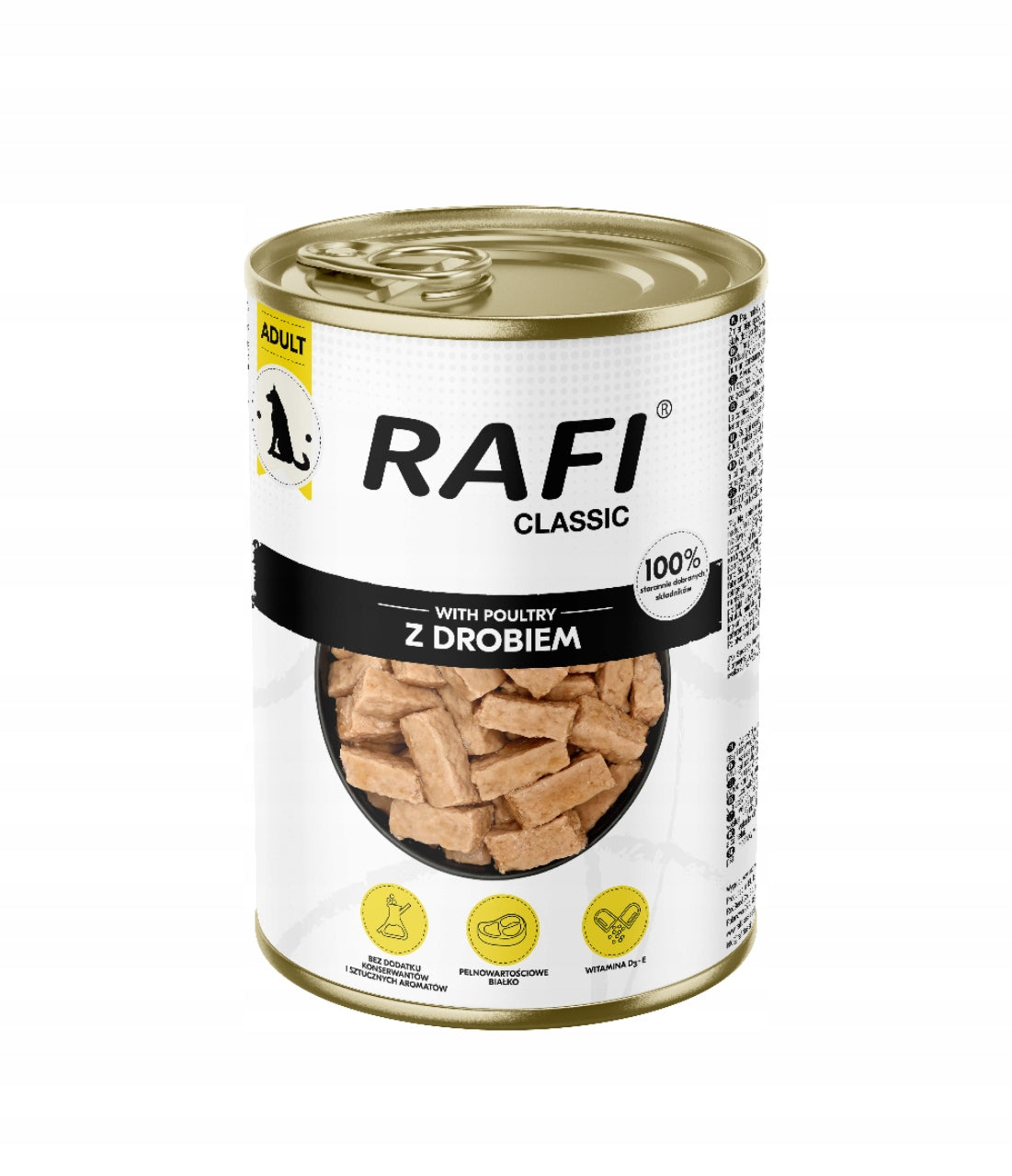Rafi Classic mokra karma dla psa z wołowiną 1240 g – puszka dla dorosłych psów