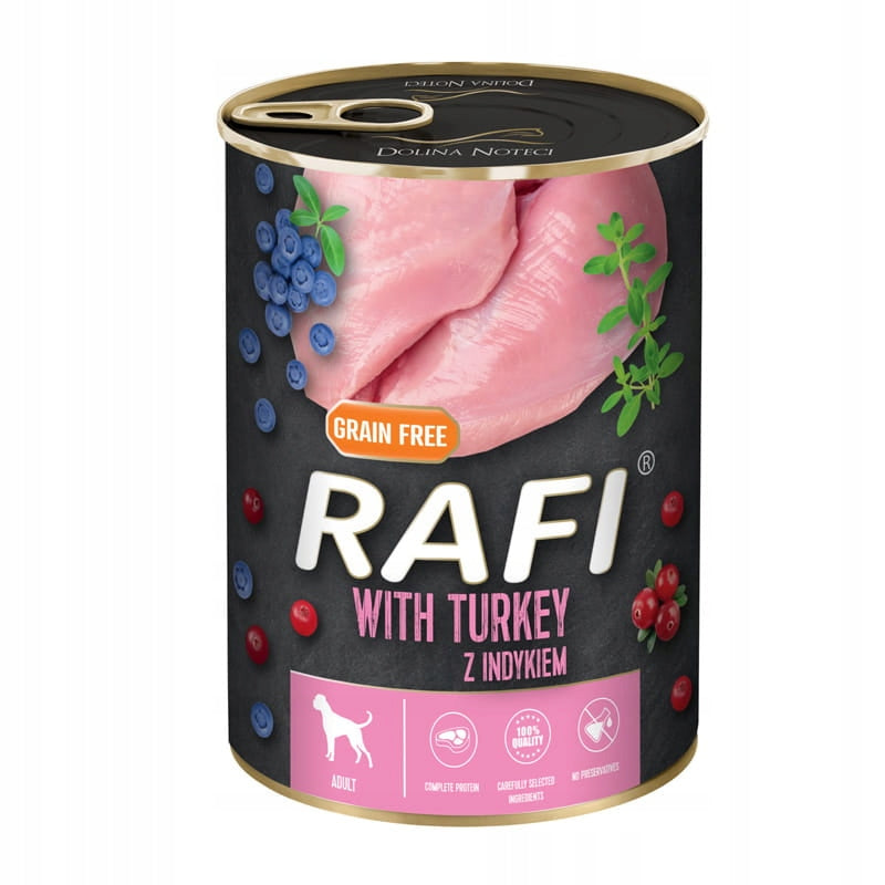 Rafi Premium mokra karma dla psa bezzbożowa 48 x 400 g – puszki, mix 8 smaków
