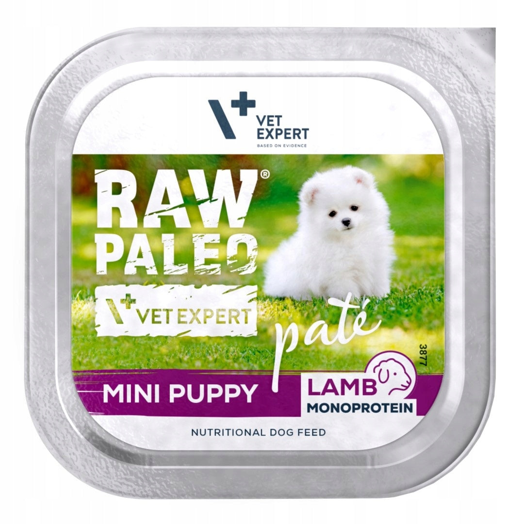 Raw Paleo Mini Puppy karma mokra dla szczeniąt małych ras 12 x 150 g – jagnięcina