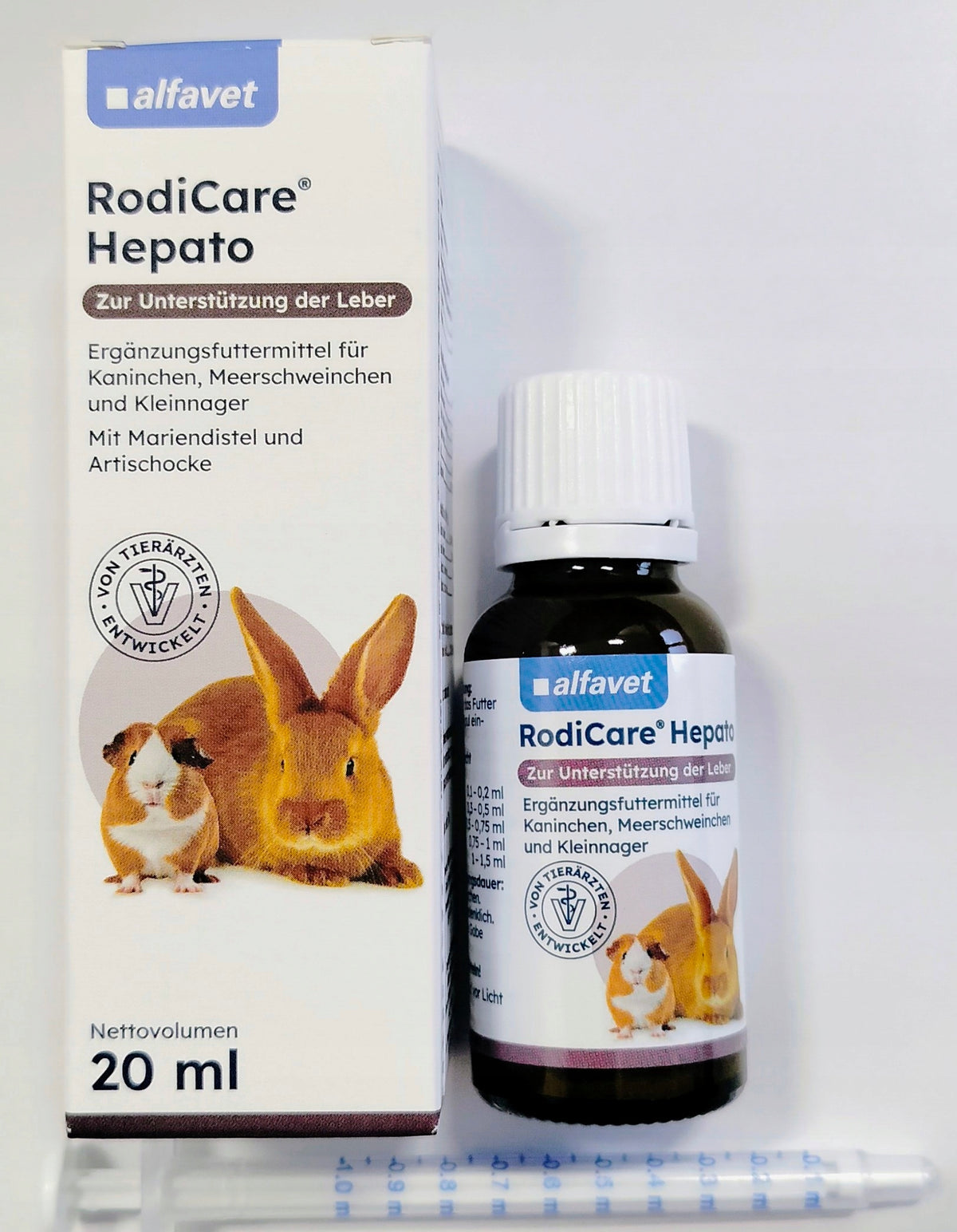 AlfaVet RodiCare Hepato 20 ml na wątrobę dla królików i gryzoni – płyn ze strzykawką