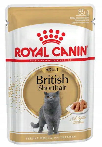 Royal Canin British Shorthair Adult mokra karma dla kota w sosie 12 x 85 g – saszetki