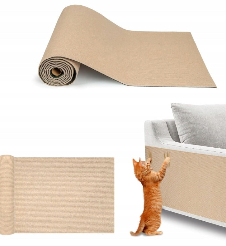 Samoprzylepna mata do drapania dla kota 200 x 40 cm, do przycięcia, ochrona mebli – beżowa khaki