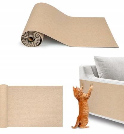 Samoprzylepna mata do drapania dla kota 200 x 40 cm, do przycięcia, ochrona mebli – beżowa khaki