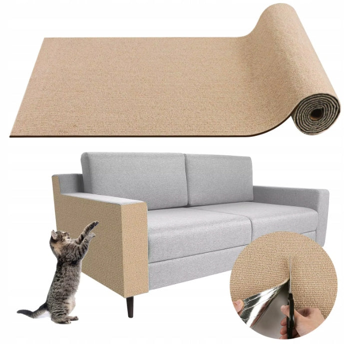 Samoprzylepna mata do drapania dla kota 200 x 40 cm, do przycięcia, ochrona mebli – beżowa khaki