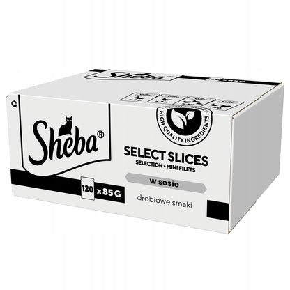 Sheba Selection mokra karma dla kota w sosie 120 x 85 g – mix drobiowych smaków
